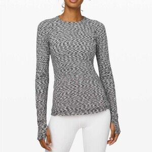 Lululemon Runderful Long Sleeve Rulu Wicking Top Spaced Out Space Dye Black Sz 6